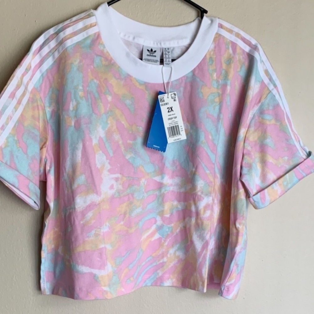 NWT ADIDAS TIE DYE PLUS SIZE CROP TOP